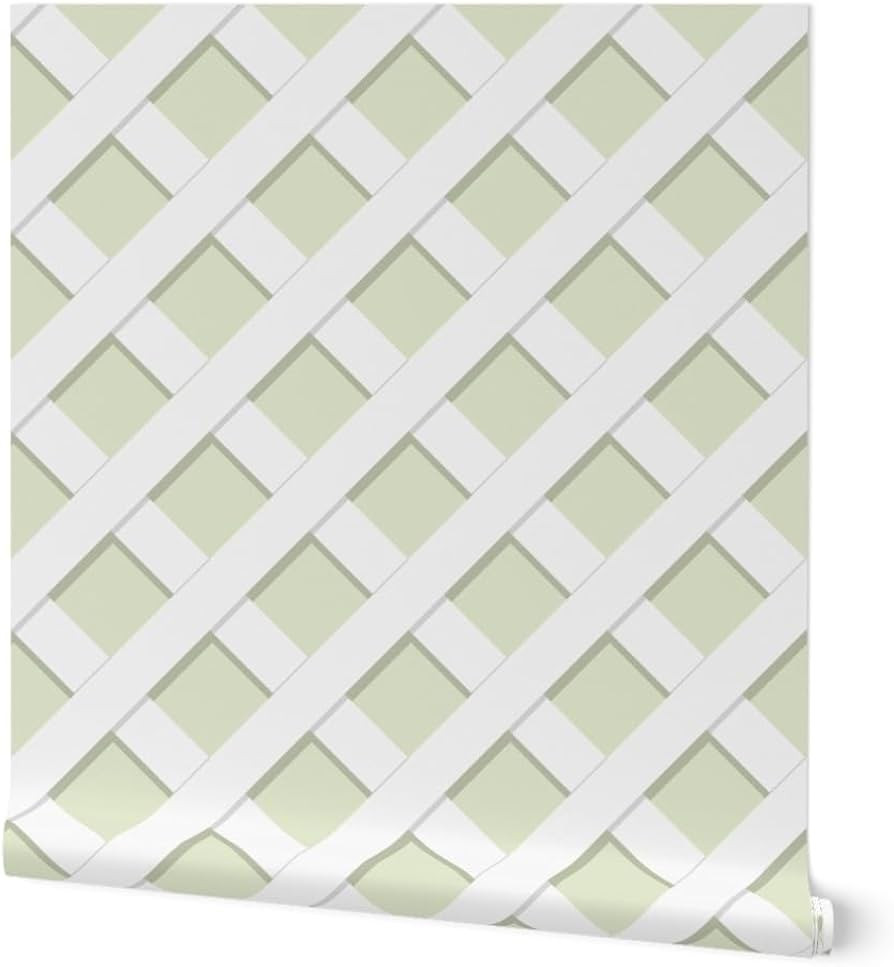 Removable Wallpaper 6ft x 2ft - Pistachio Green,Trellis Lattice,Simple Minimal,Traditional,Classi... | Amazon (US)