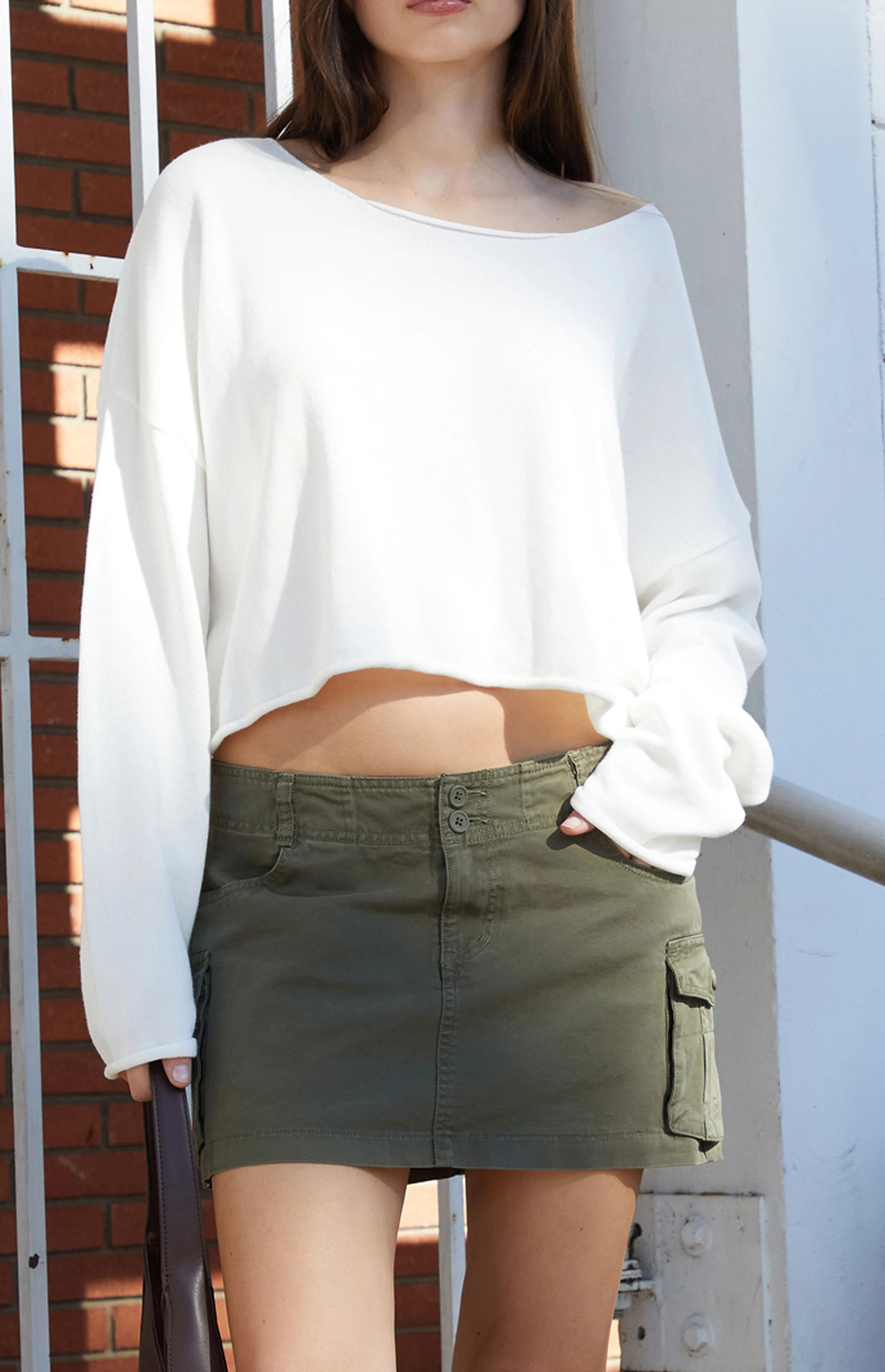 John Galt White Cameron Cropped Sweater | PacSun
