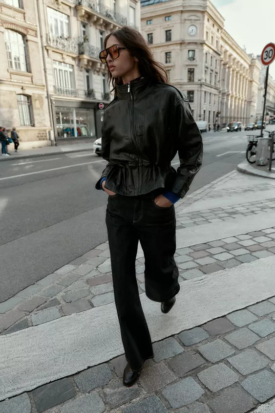 100% WRINKLED EFFECT LEATHER JACKET | Zara US