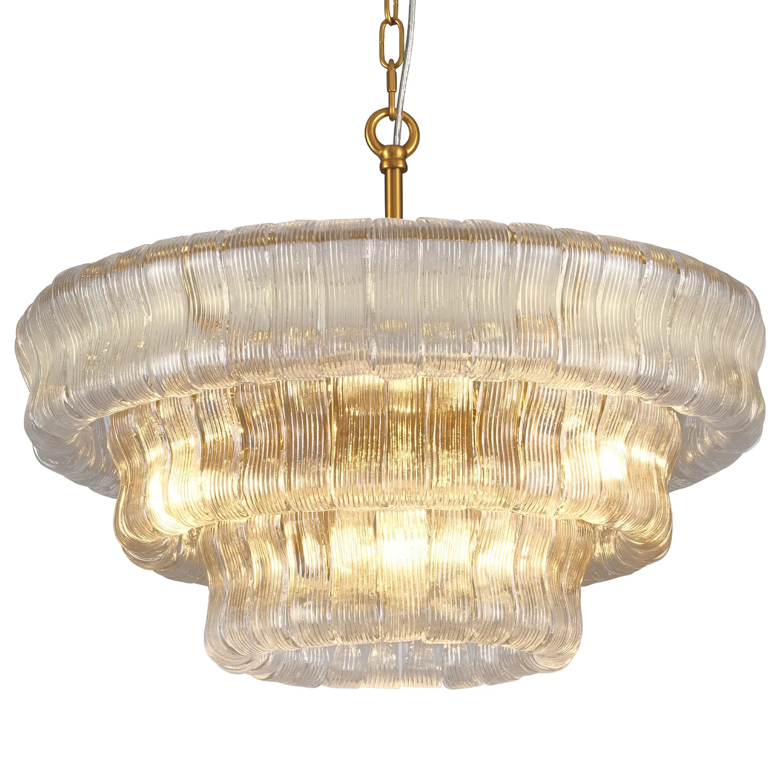 24" / 36" Modern Luxury Round Brass Chandelier Tiered Clear Glass Pendant Lights | Wayfair North America