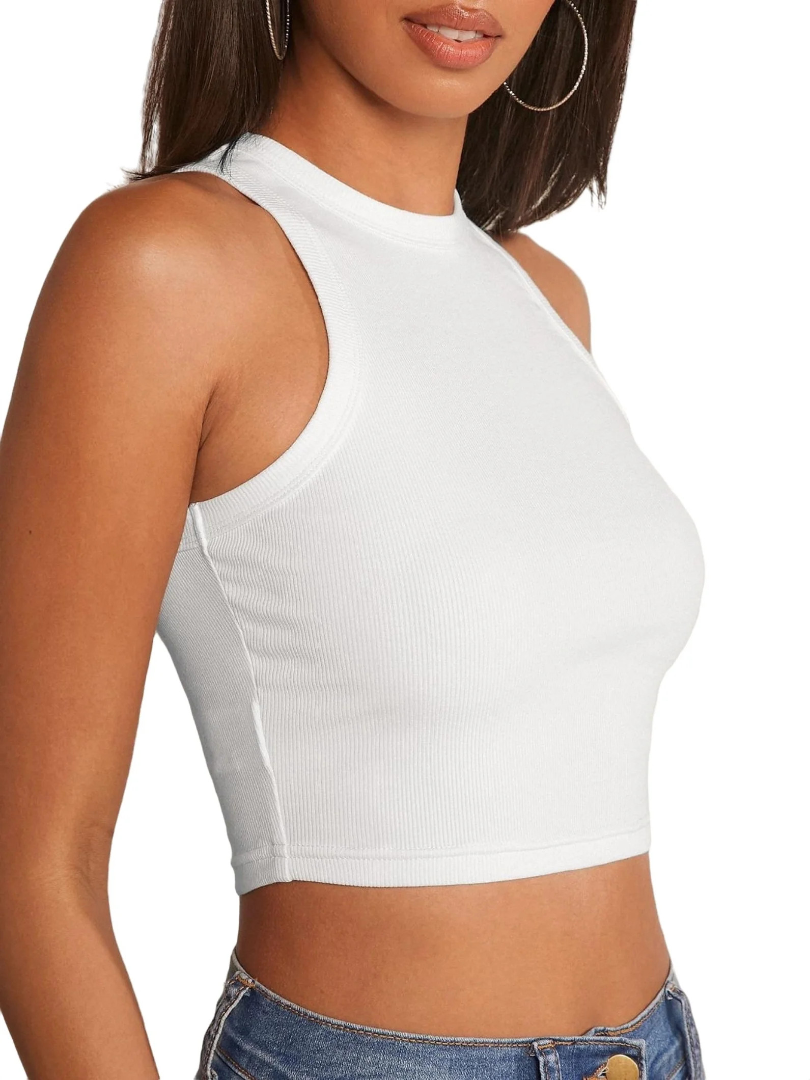 Casual Solid Round Neck Tank White Women Tank Tops & Camis (Women's) | Walmart (US)