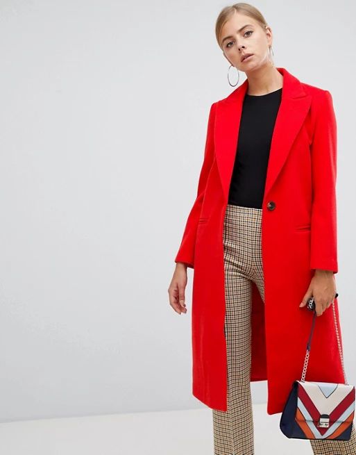 Boohoo tailored twill coat in red | ASOS US