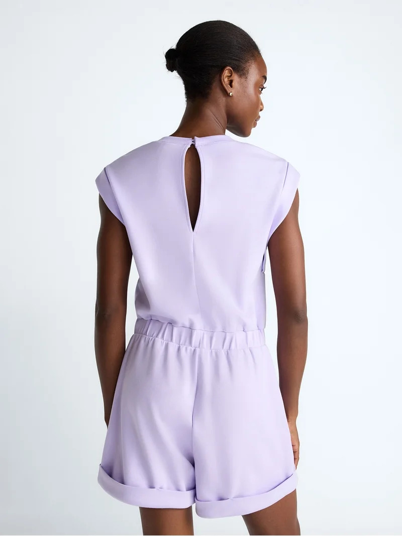 Scoop Women's and Women's Plus Scubaknit Crewneck Romper, Sizes XS-4X | Walmart (US)