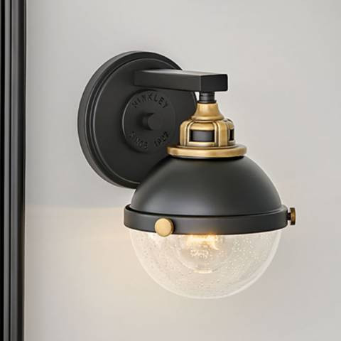 Hinkley Fletcher 8 1/2" High Black and Brass Dome Wall Sconce - #91R83 | Lamps Plus | Lamps Plus
