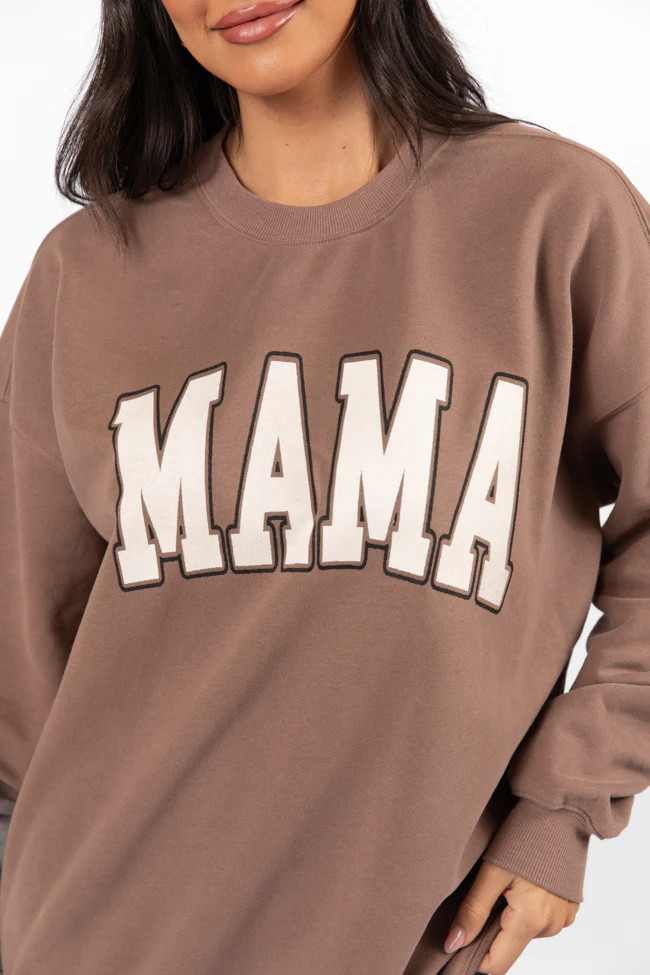Mama Block Mocha Oversized Graphic Sweatshirt FINAL SALE | Pink Lily