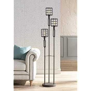 Modern Industrial Floor Lamp Rustic Metal Cage Dimmable 3-Light LED Edison Bulbs for Living Room ... | Amazon (US)