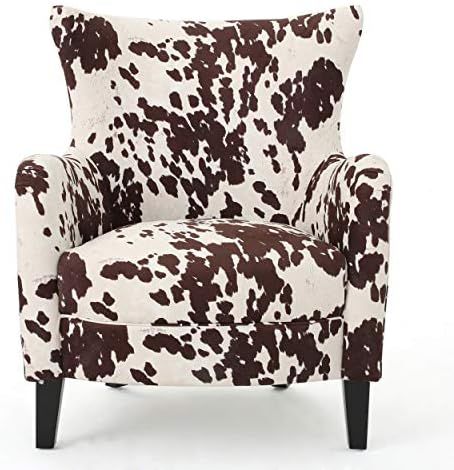 Christopher Knight Home Arabella Classic Velvet Club Chair, Milk Cow / Dark Brown | Amazon (US)