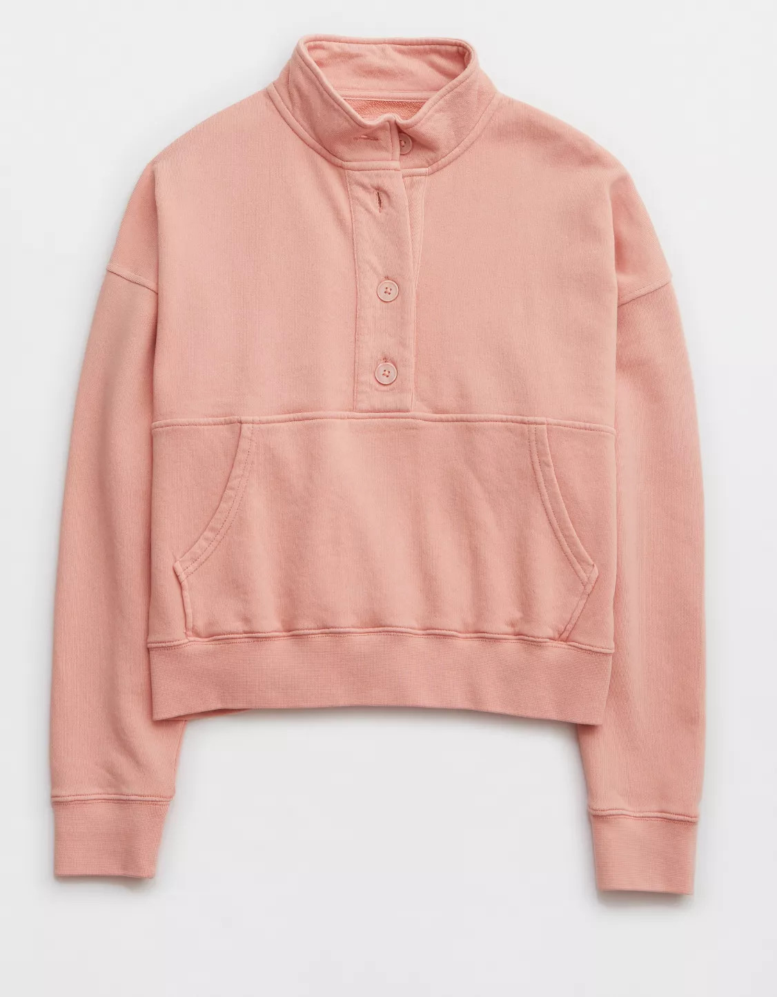 Aerie Button Mock Neck Cropped Sweatshirt | American Eagle Outfitters (US & CA)