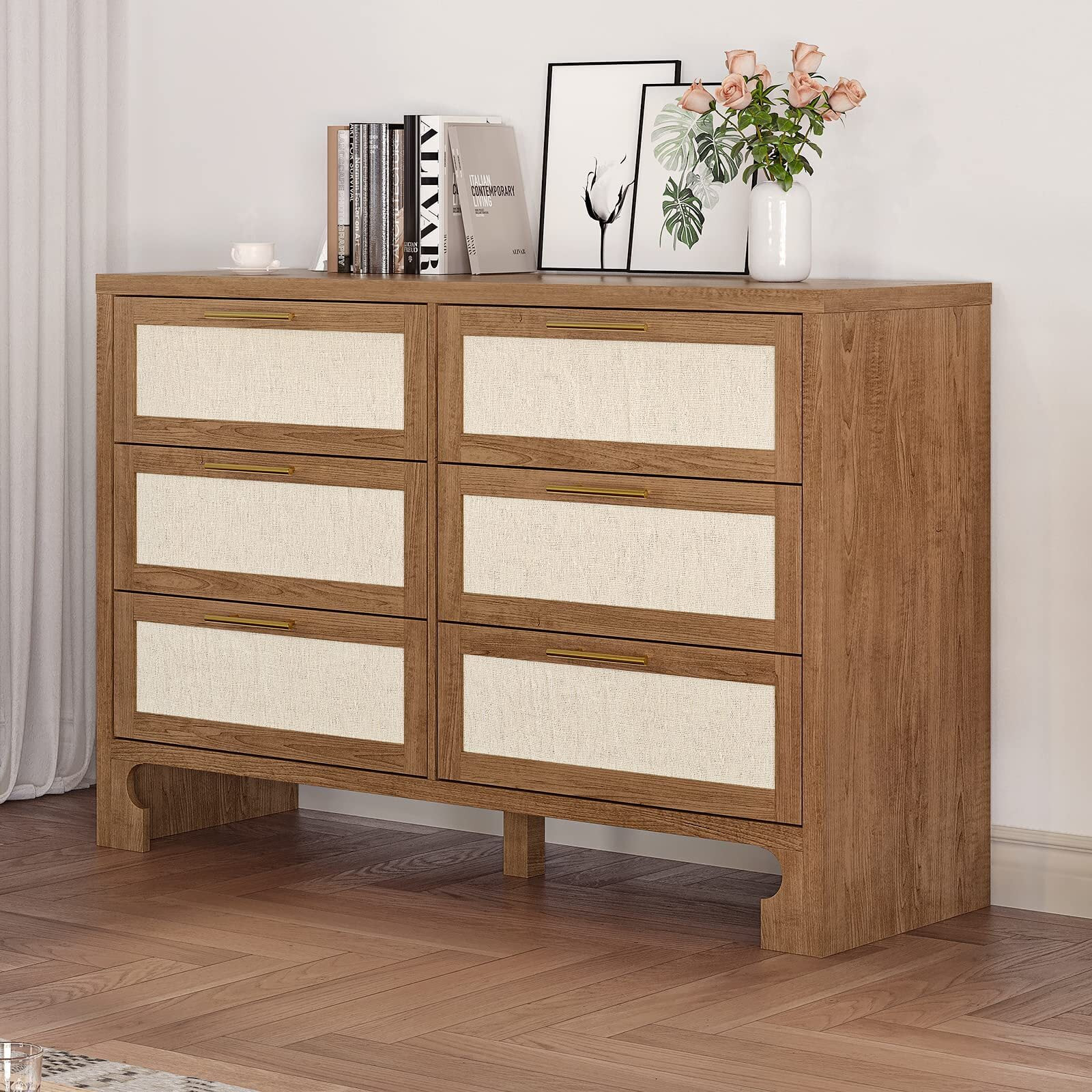 6 Drawers for Bedroom, 47.2" Chest of Dressers, Boho & Farmhouse Chest of Drawers, Clothes Storag... | Walmart (CA)