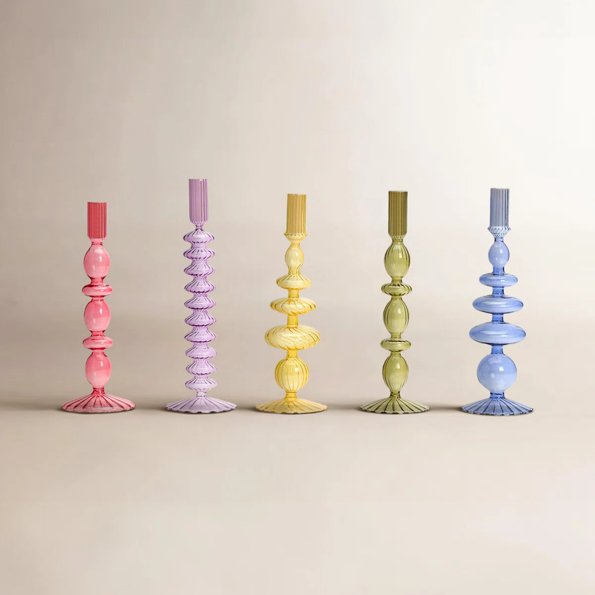 Set Of 5 Hand-Blown Glass Candleholder | Wayfair North America