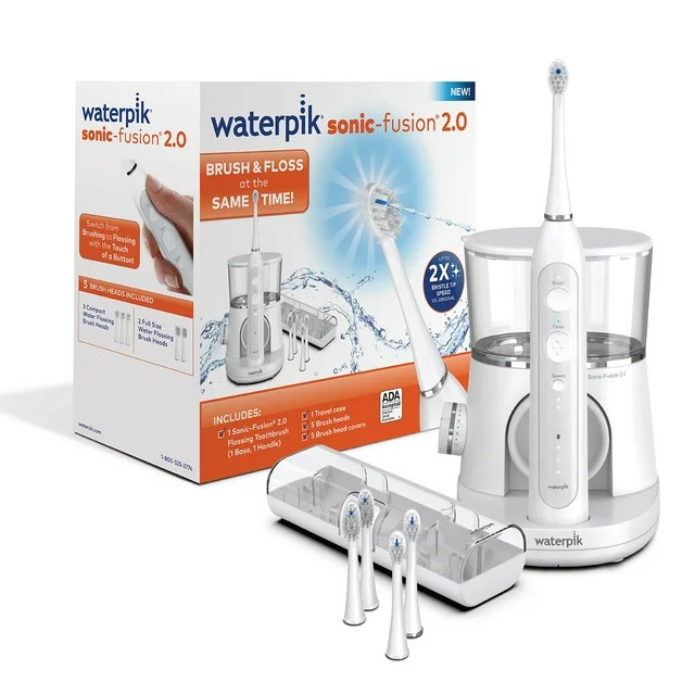 Waterpik Sonic-Fusion 2.0 Flossing Electric Toothbrush Set, 5 Brush Heads, White - Walmart.com | Walmart (US)