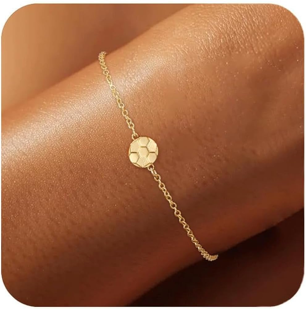 Ascona Dainty Gold Softball/Football/Basketball/Volleyball/Soccer Bracelets for Women Trendy,14K ... | Amazon (US)