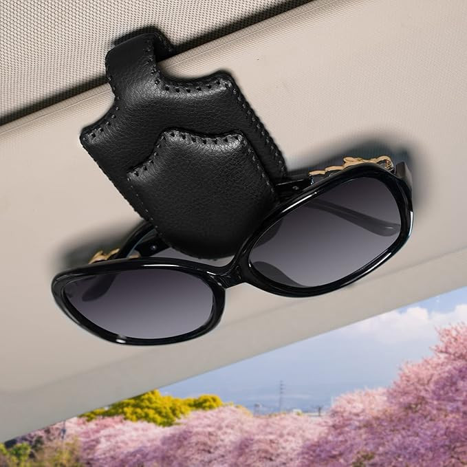 Sunglass Holder for Car Sun Visor Sunglasses Clip Magnetic Leather Glasses Eyeglass Holder Hand S... | Amazon (US)