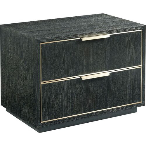Archer Bedside Chest - Slate/Brass - Black | One Kings Lane