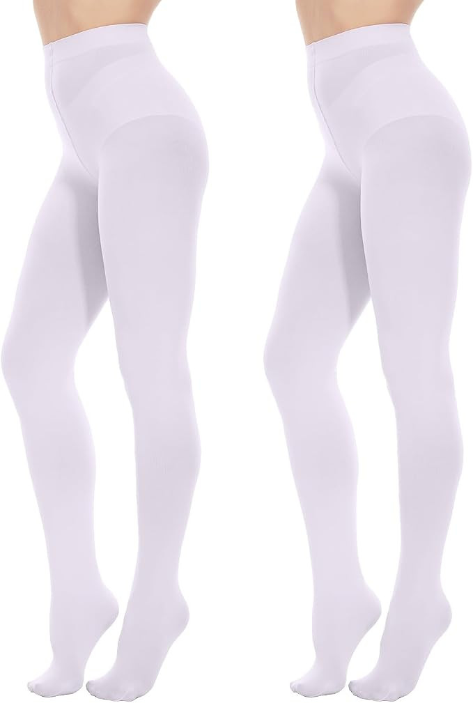 Citystl Opaque Black Tights for Women, 80D Tummy Compression Plus Size Tights, Control Top Microf... | Amazon (US)