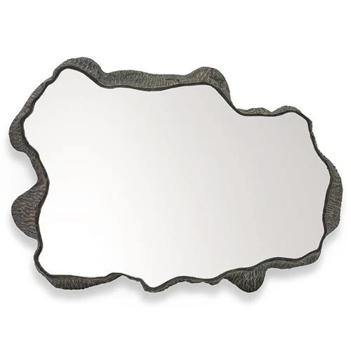 Palecek Caldera Coastal Beach Brown Stonecast Wall Mirror - Large | Kathy Kuo Home