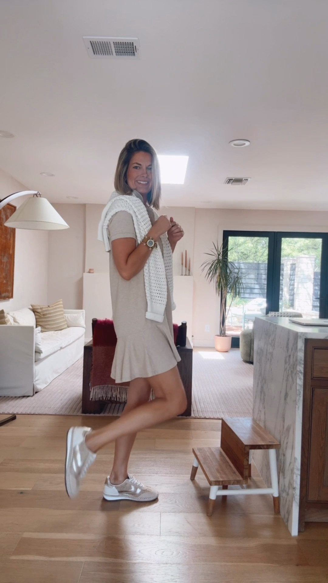 Size small dress and sweater. Sneakers true to size.  

#LTKmomlife #LTKTall #LTKootd