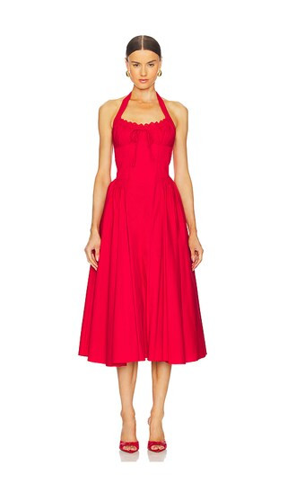 Abbott Halter Midi Dress in Red | Revolve Clothing (Global)