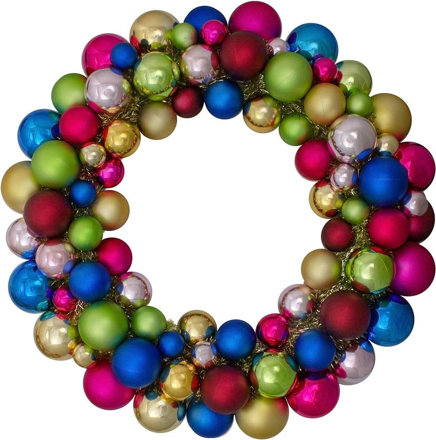 Multi-Color 2-Finish Shatterproof Ball Christmas Wreath, 24-Inch | Amazon (US)