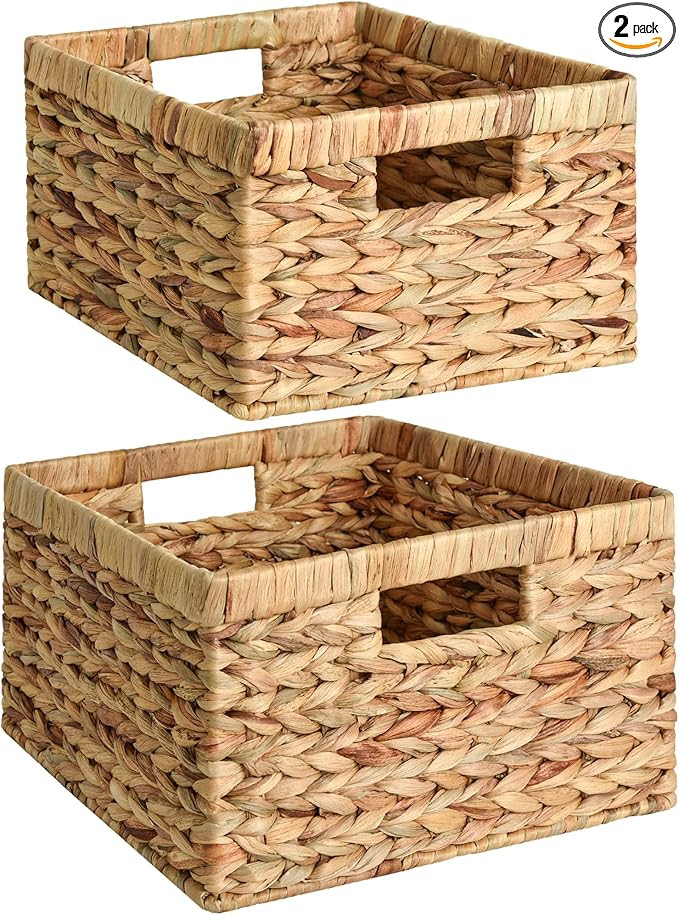 StorageWorks Wicker Storage Basket, Water Hyacinth Basket for Organizing, Decorative Water Hyacin... | Amazon (US)