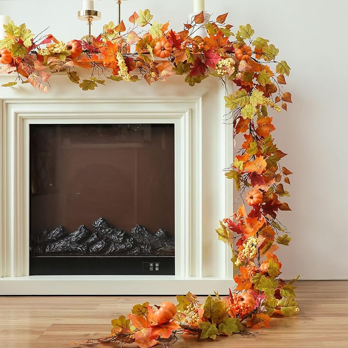 MIZII Fall Decor Artificial Maples Leaf Pumpkin Garland 10FT Autumn Maple Vines Garland Thanksgiv... | Amazon (US)