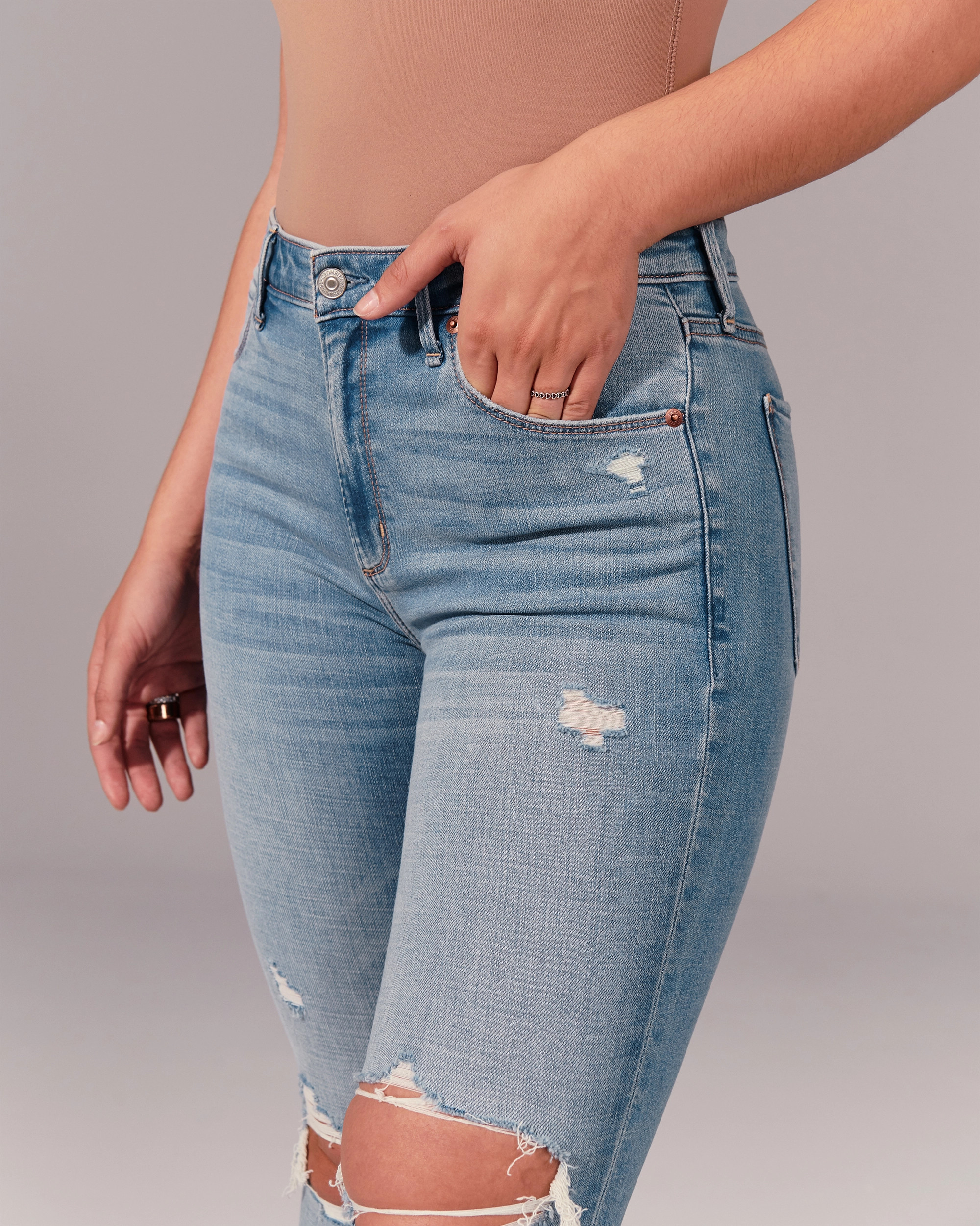 High Rise Super Skinny Ankle Jeans | Abercrombie & Fitch (US)