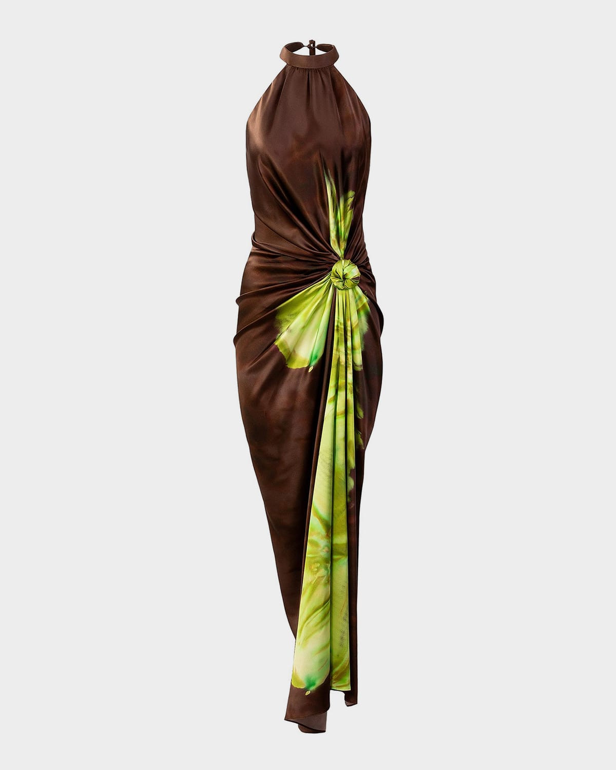Tizziana Knotted Silk Halter Maxi Dress | Neiman Marcus