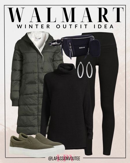 Bundle up in style at Walmart! 🧥❄️ Cozy up with a puffer coat, complemented by a long sleeve sweater and sleek leggings. Complete the look with comfy slip-on shoes, a trendy belt bag, and hoop earrings. Stay warm, chic, and budget-savvy!

#LTKSeasonal #LTKHoliday #LTKstyletip