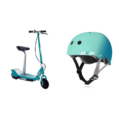 Razor E200S Electric Scooter Bundle with 80Six Kids Bike and Scooter Helmet, Surf Green Teal Fade, Small/Medium Ages 8+ | Amazon (US)