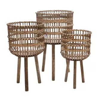 Set of 3 Bamboo Planters Brown - Sagebrook Home | Target