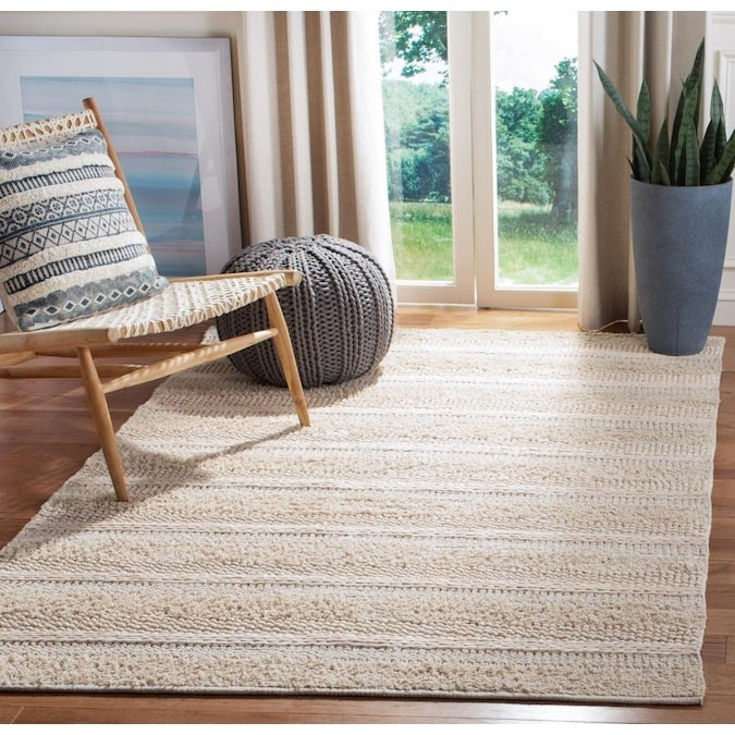 Safavieh Natura Jarvis 3 x 5 Ivory Indoor Stripe Coastal Handcrafted Throw Rug Lowes.com | Lowe's