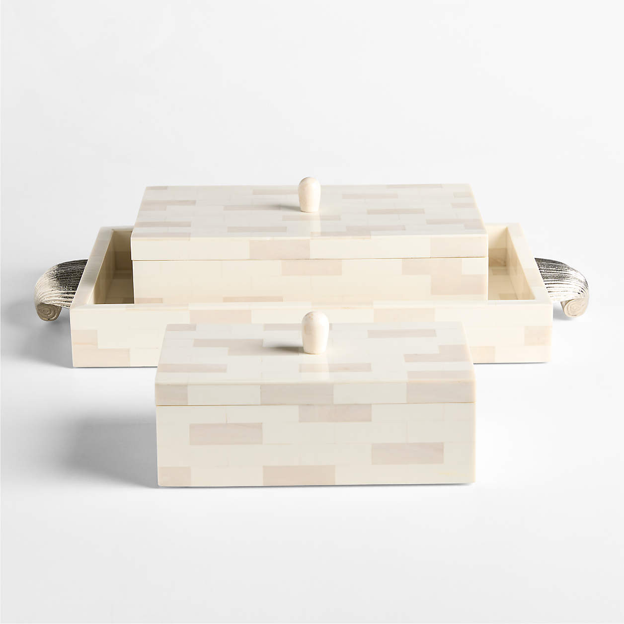 Colette Large 12" Resin Decorative Box by Laura Harrier and Tiffany Howell | Crate & Barrel | Crate & Barrel