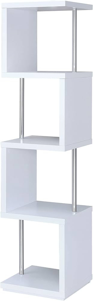 Coaster Home Furnishings Baxter 67-inch 4-Shelf Bookshelf White and Chrome 801418 | Amazon (US)