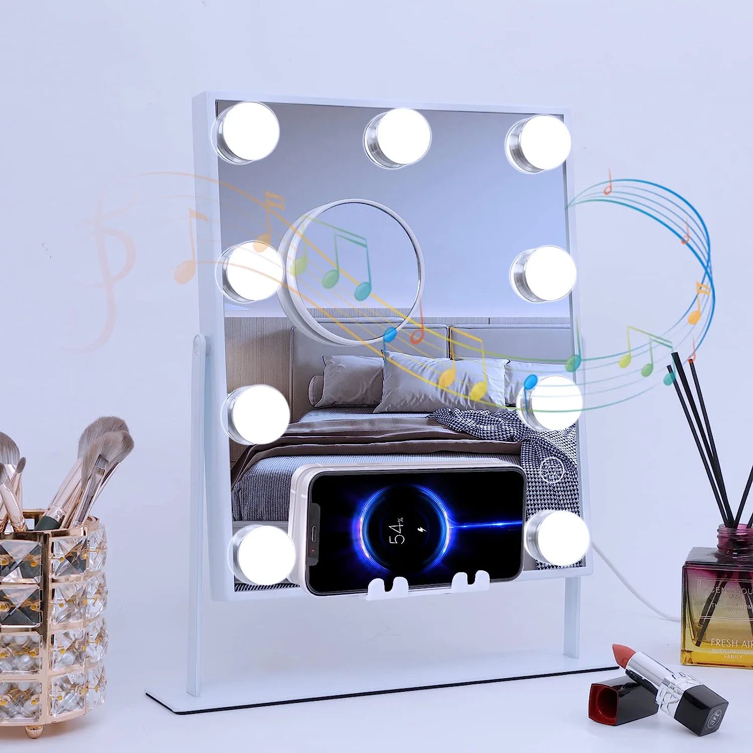 MISAVANITY Vanity Mirror with Lights Hollywood Mirror Lighted Makeup Mirror with Bluetooth and Wi... | Amazon (US)