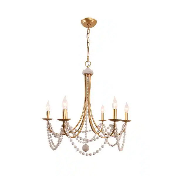 6 Light Black/Gold Candle Bronze Vintage Chandelier 28" X28" - Overstock - 36064322 | Bed Bath & Beyond