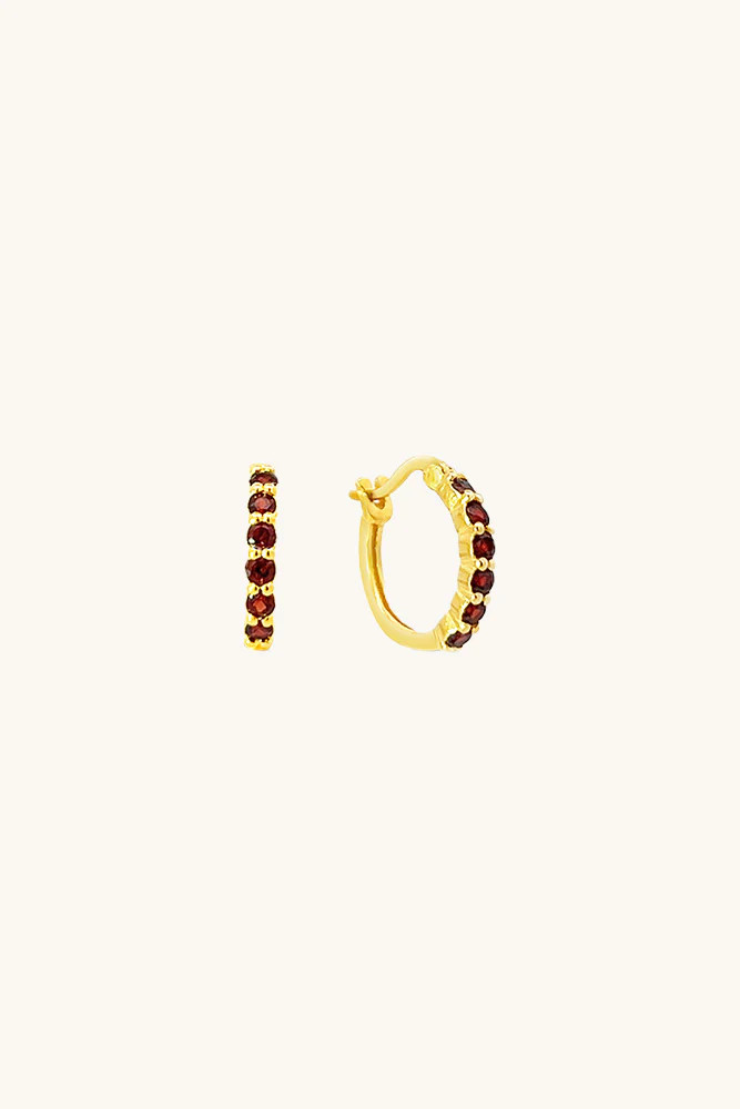 Karma Hoop Earrings - Garnet | Sierra Winter Jewelry