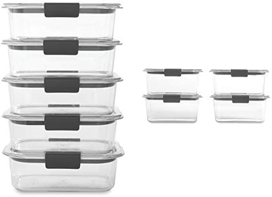 Rubbermaid Brilliance 3.2 and 4.7 Cup Food Storage Container Set, Clear, 18-Piece Set (9 Bases wi... | Amazon (US)