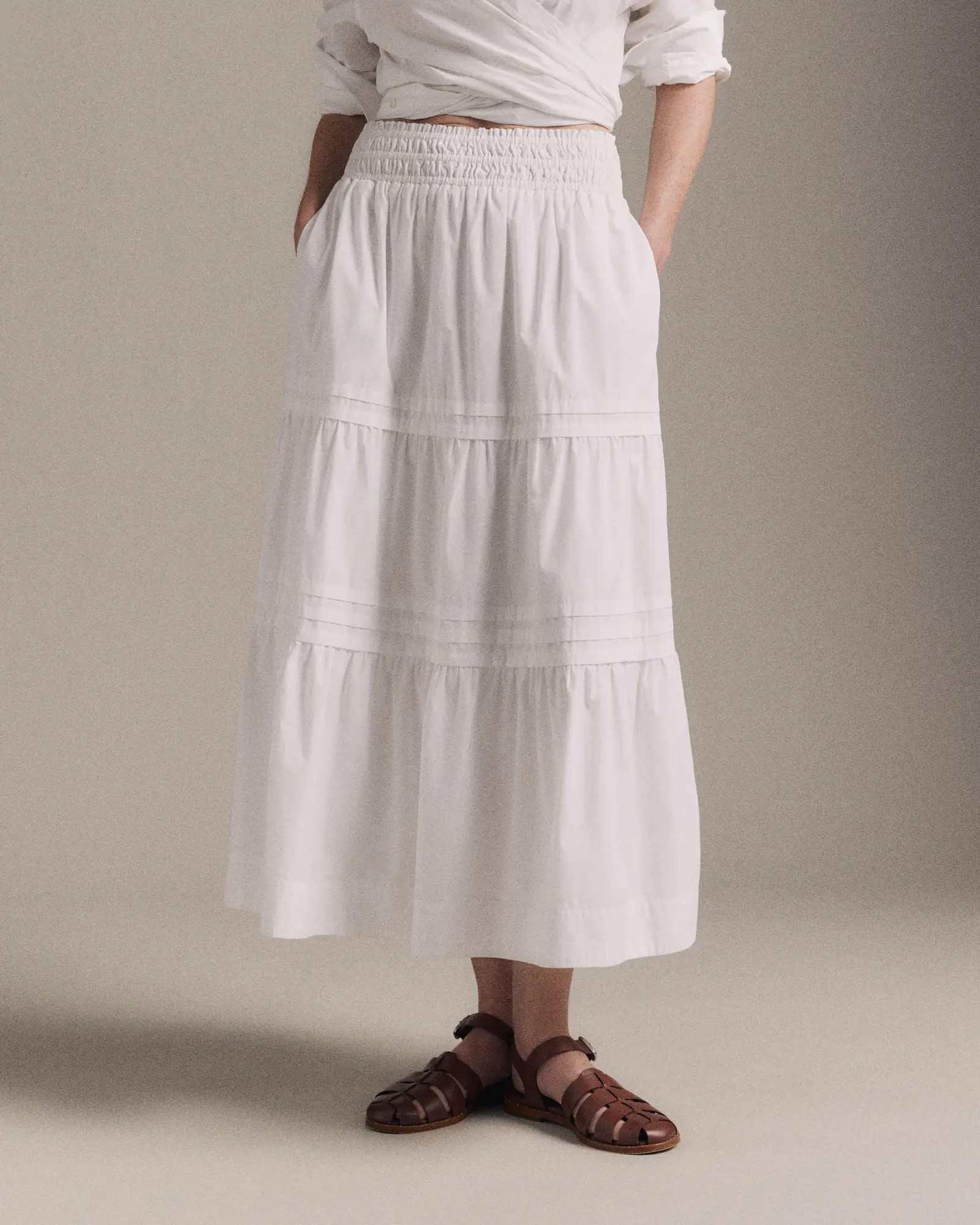 100% Organic Cotton Poplin Tiered Maxi Skirt | Quince