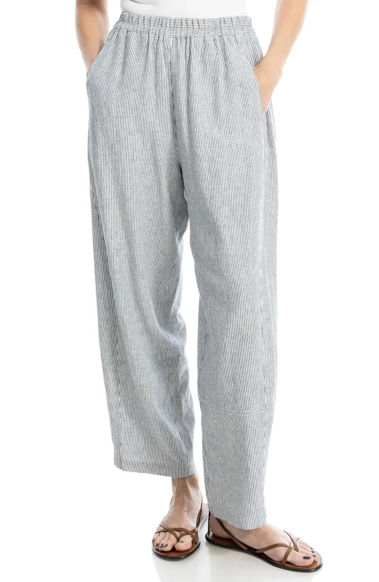 MAX STUDIO Stripe Linen Blend Barrel Pants | Nordstromrack | Nordstrom Rack