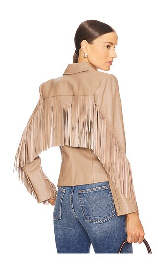 L'AGENCE Vashti Fringe Blazer in Brown. - size 0 | Revolve Clothing (Global)