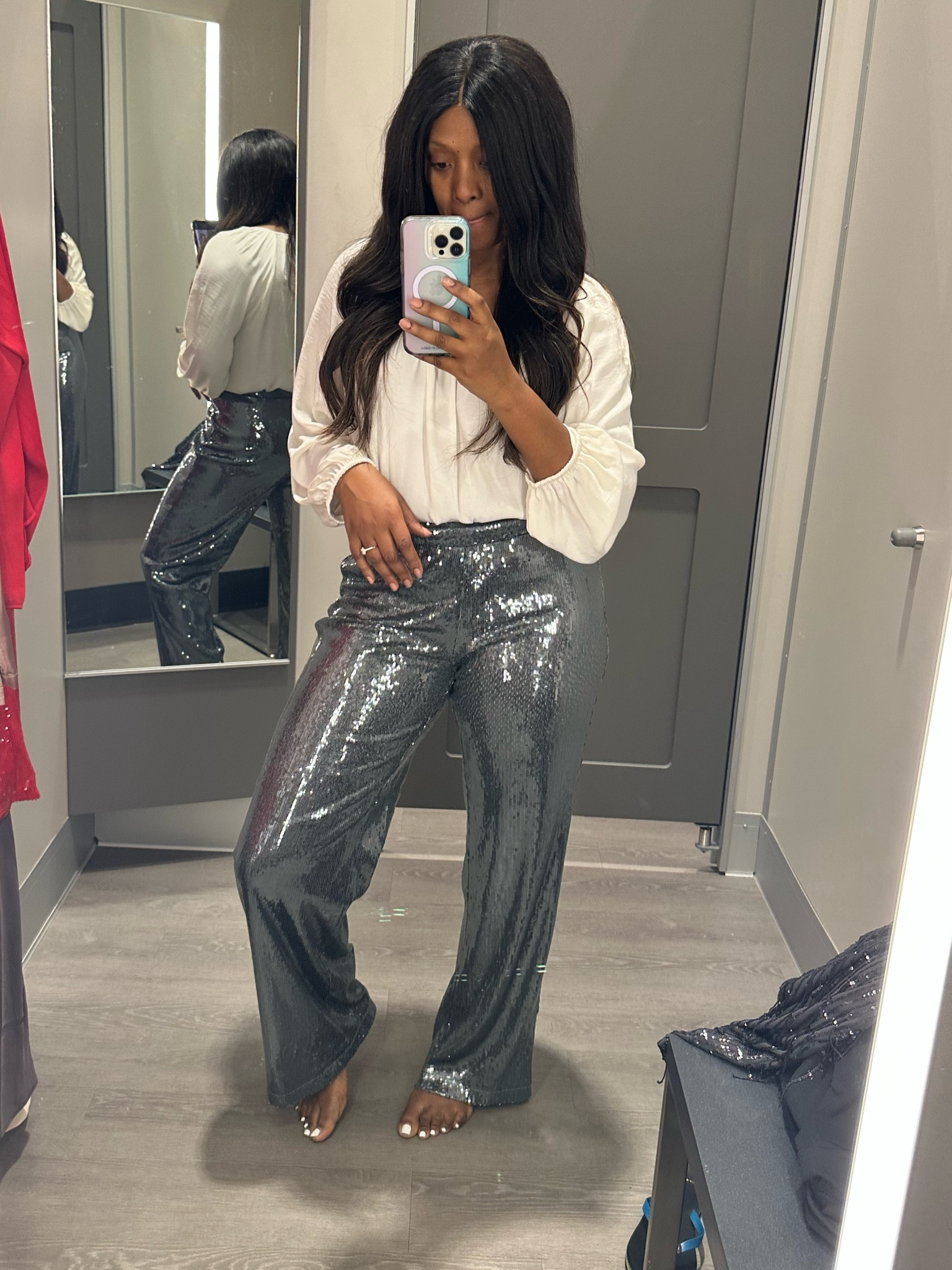 Target sequin pant silver, trousers. 

#LTKparties #LTKfindsunder100 #LTKCyberWeek
