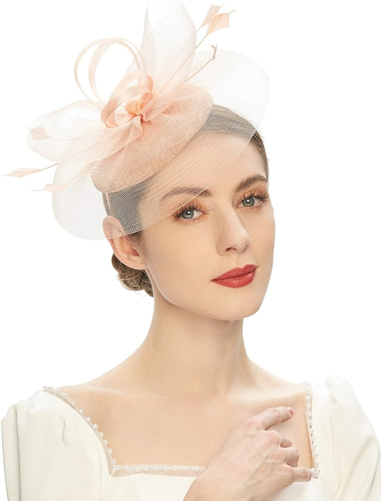 Cizoe Women's Kentucky Derby Fascinators Tea Party Hat Mesh Floral Feather Hair Clip Fascinator Head | Amazon (US)