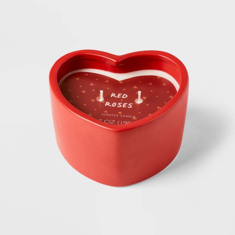 7oz Glossy Glaze Heart Shaped Ceramic roses red - Threshold&#8482; | Target