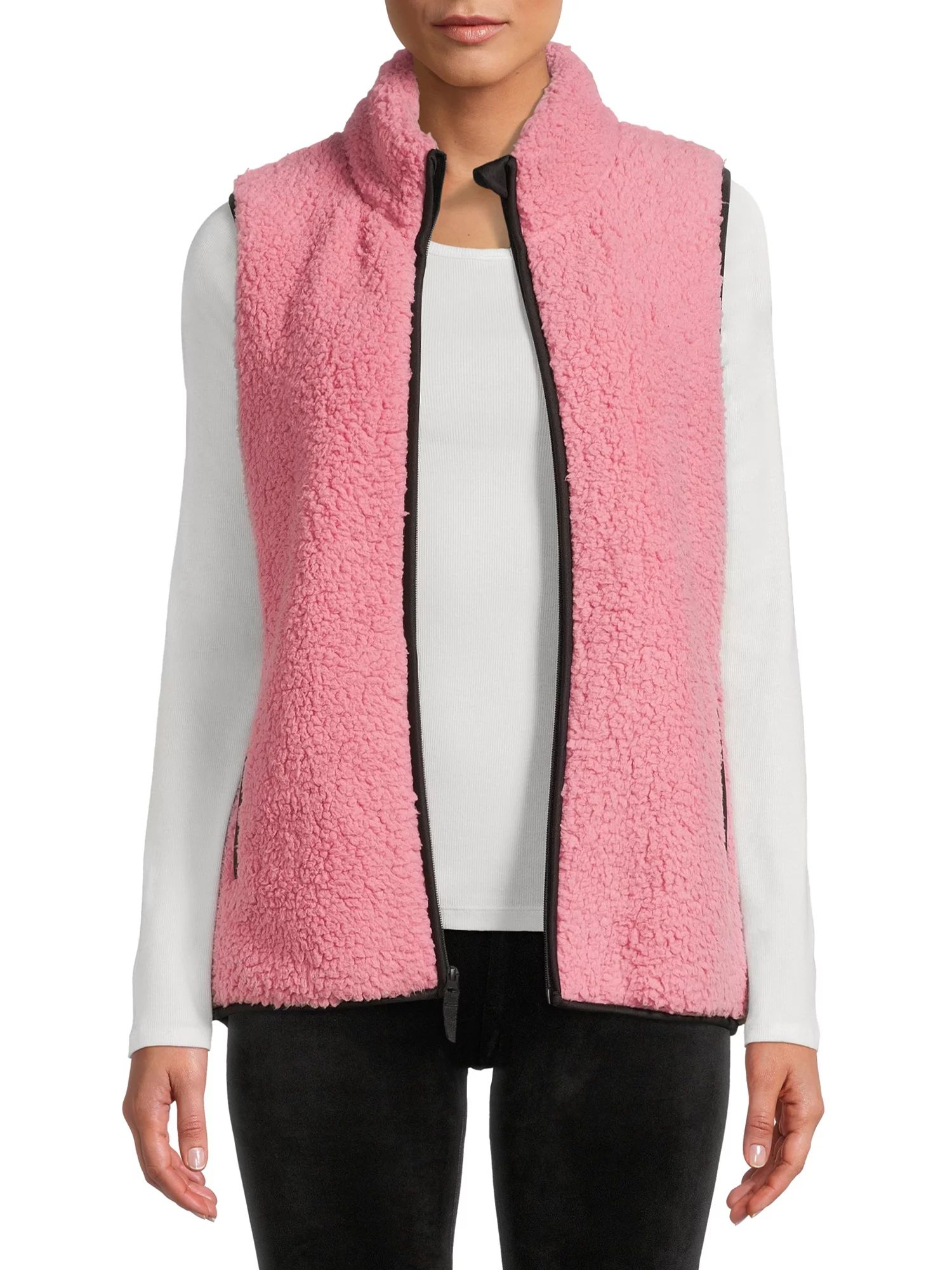 Time And Tru Women's and Plus Sherpa Vest - Walmart.com | Walmart (US)