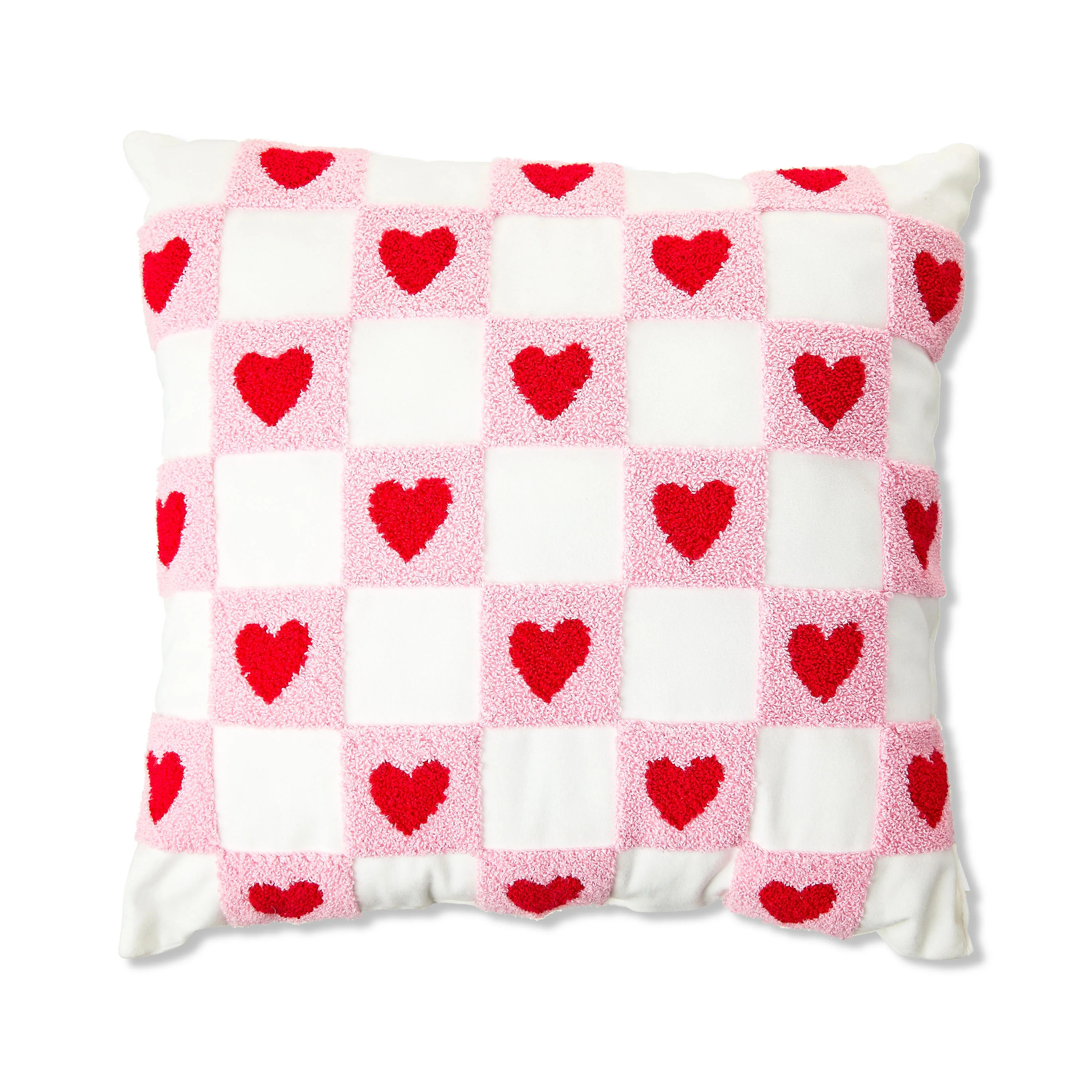 Valentine's Day Red, White & Pink Checkered Heart Decorative Throw Pillow, 17", by Way To Celebra... | Walmart (US)