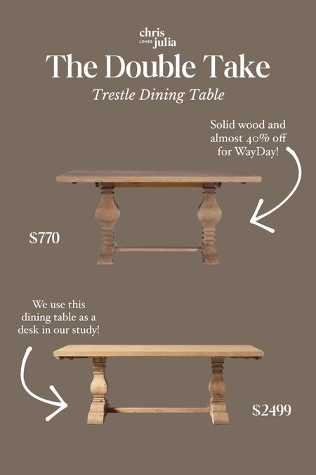 The Double Take: Trestle Dining Table



#LTKHome #LTKSaleAlert #LTKxWayDay