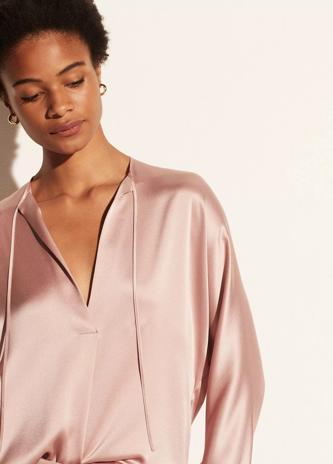 Tie Neck Band Collar Blouse | Vince LLC