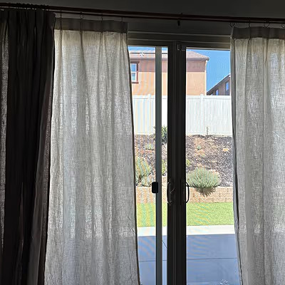 Dark Flax Pinch Pleated Linen Curtains 84 Inch Long 2 Panels for Living Room Bedroom Country Farm... | Amazon (US)