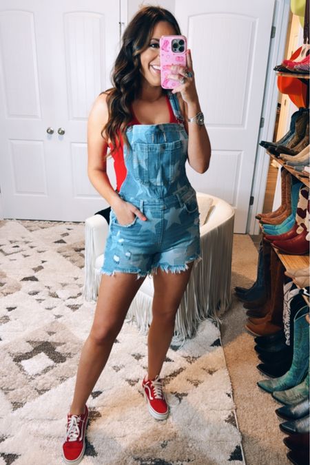 Memorial Day outfit July 4th outfit country concert outfit overalls
Stars and stripes red white and blue lake outfit casual summer outfit 

#LTKSeasonal #LTKFestival #LTKStyleTip