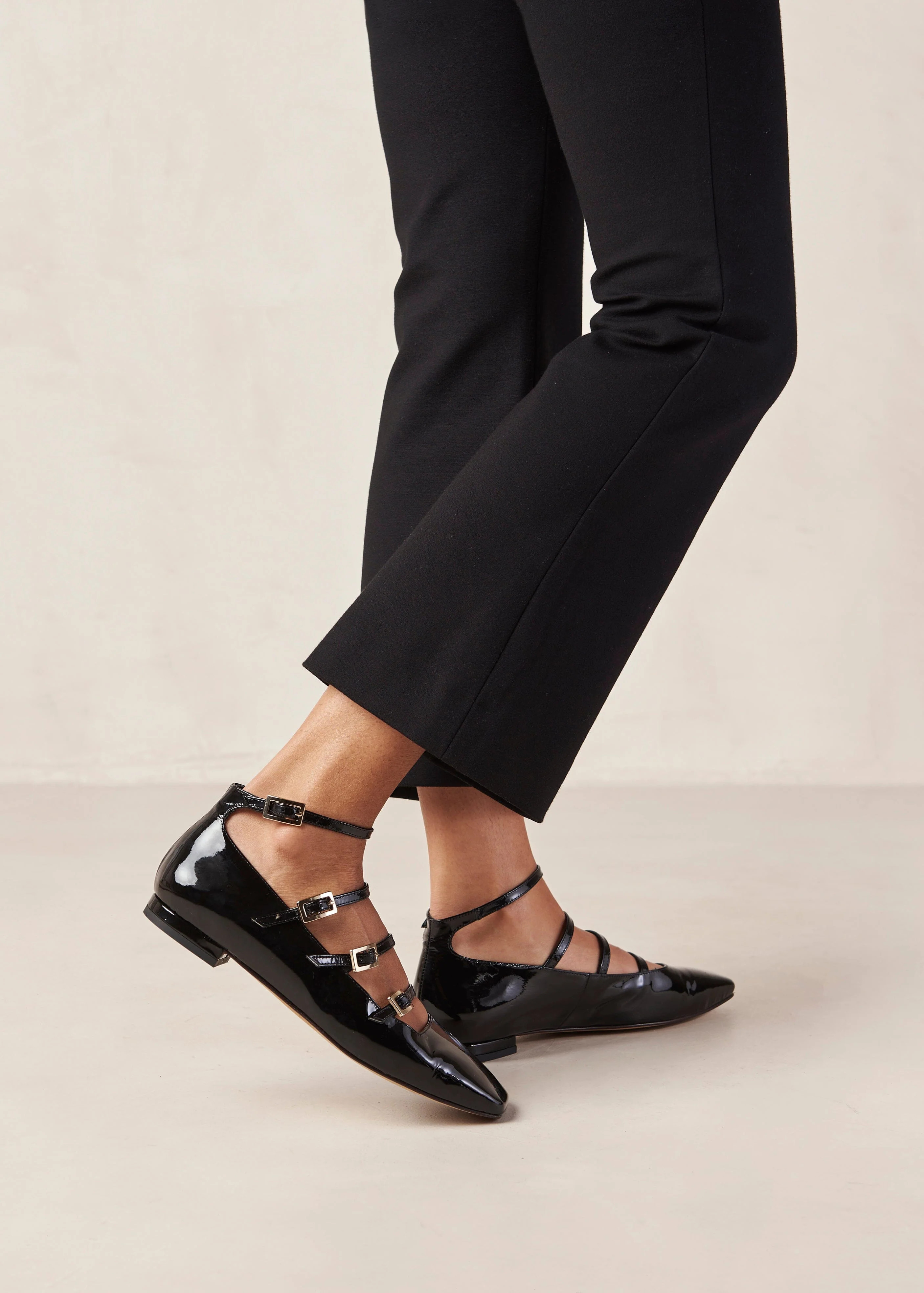 Luke - Black Patent Leather Ballet Flats | Alohas FR